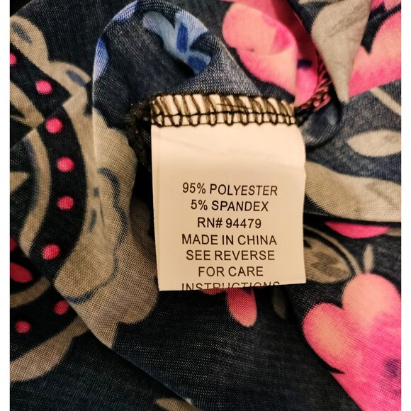 Magic Women's Navy Floral Maxi Dress w/Bell Sleeves & Surplice Neckline. Size XL - Picture 7 of 7